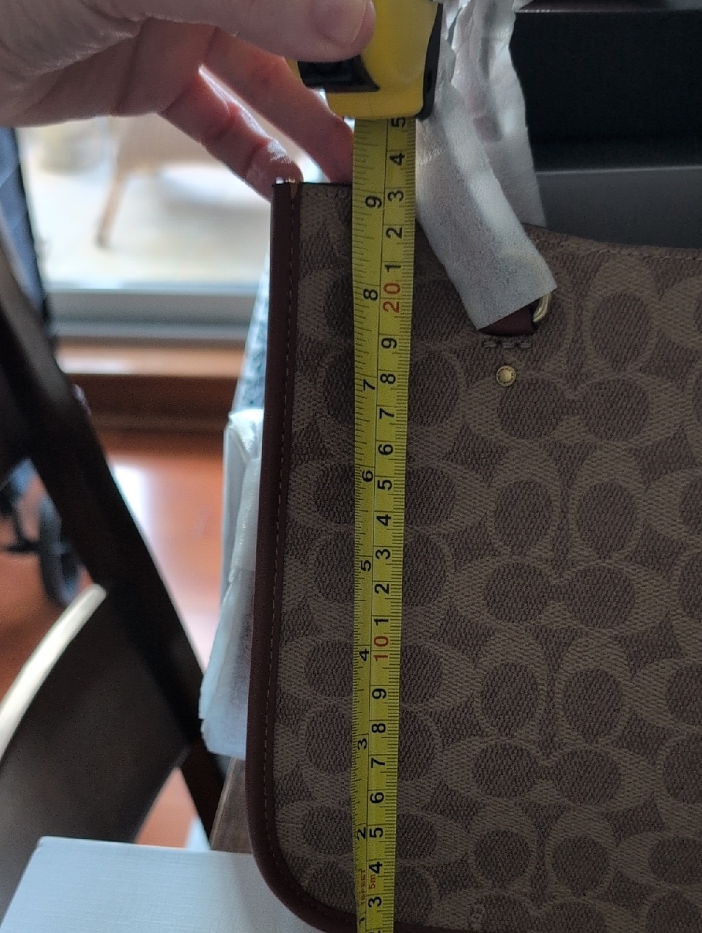 Coach Brown Signature Canvas Tote with Leather Trim - Picture 12 of 13